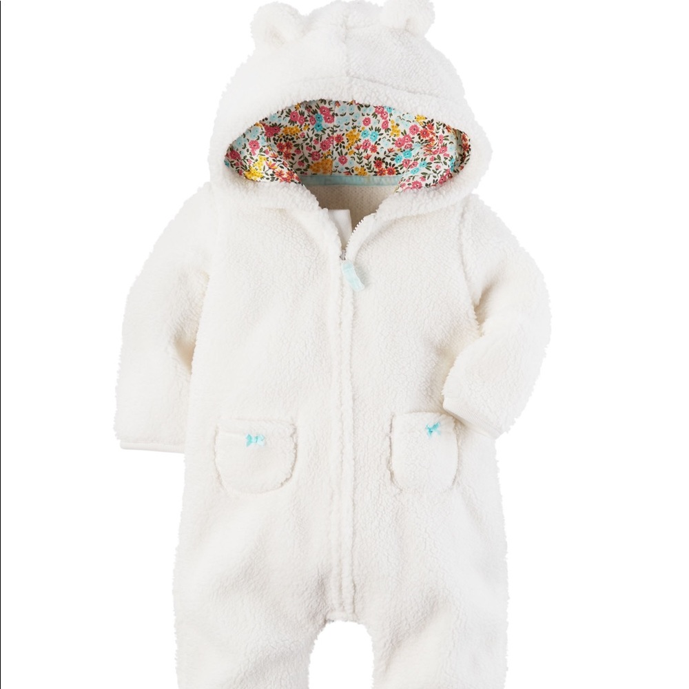 Carters Sz 3-6 Hooded Fuzzy Baby Suit 😻